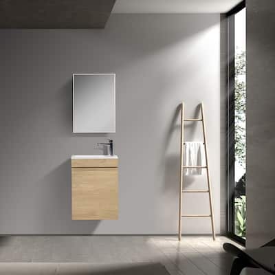 CASAINC 16" Wall Mounted Cabinet Vanity Set with Sink(2 Colors for Choosing)