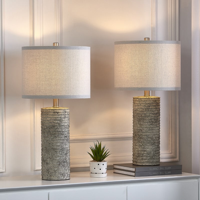 KAWOTI 23.75" Glazed Ceramic Table Lamp Set with LED Bulbs (set of 2) - W12" * H23.75" - W12" * H23.75"