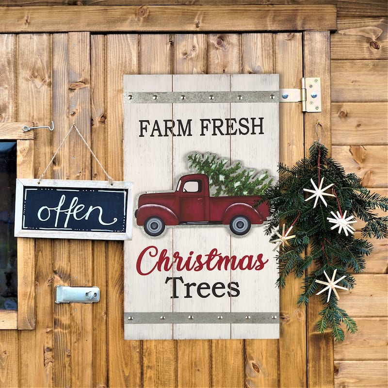 Glitzhome Wooden Christmas Elf Sweater or Truck Wall Hanging Sign Door Hanger