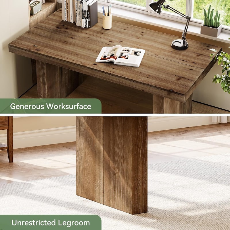 63" Solid Wood Home Office Desk, Farmhouse Large Executive Computer Desk