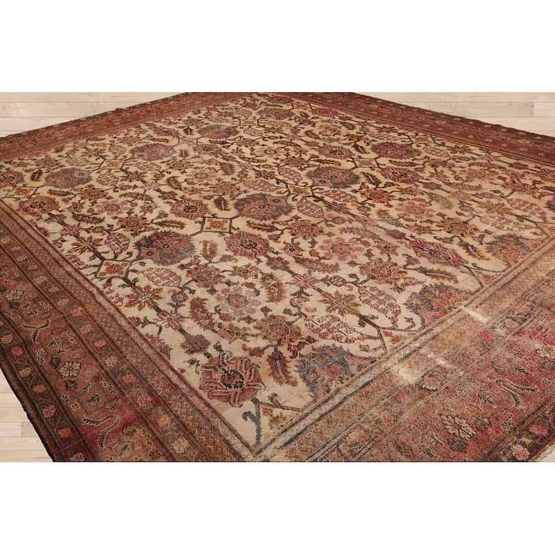 Hand Knotted Mahal Beige,Rust 100% Wool Traditional Oriental Area Rug - 11' 11'' x 14' 2''