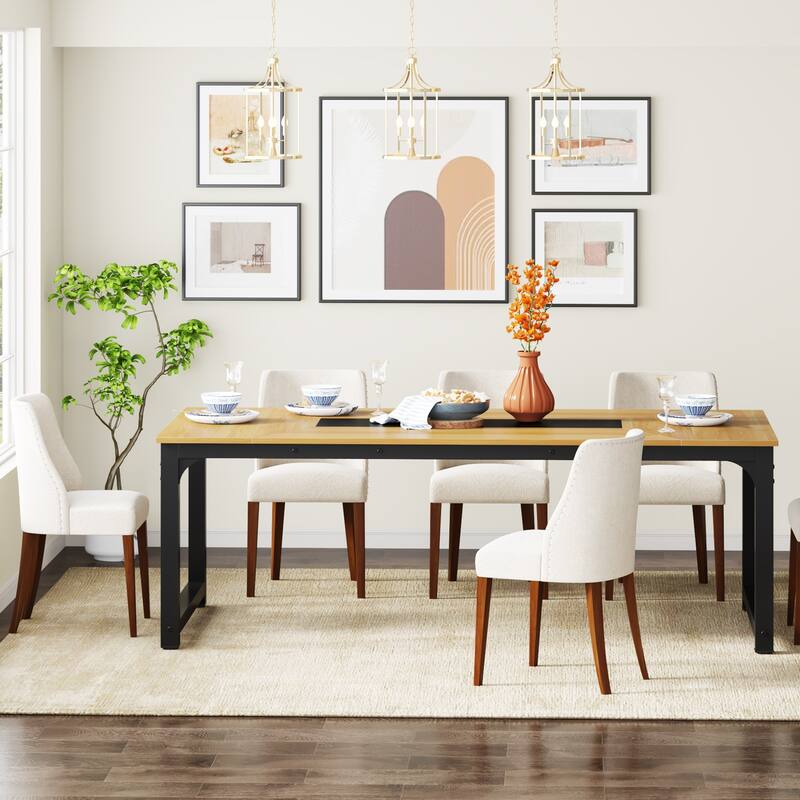 78.74 Inches Modern Dining Table for 8-10, Rectangular Kitchen Table - 78.7"W x 39.4"D