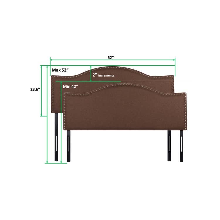 Upholstered Headboard with Nailhead Trim Height Adjustable Headboard Modern Head Board Fabric Headboard