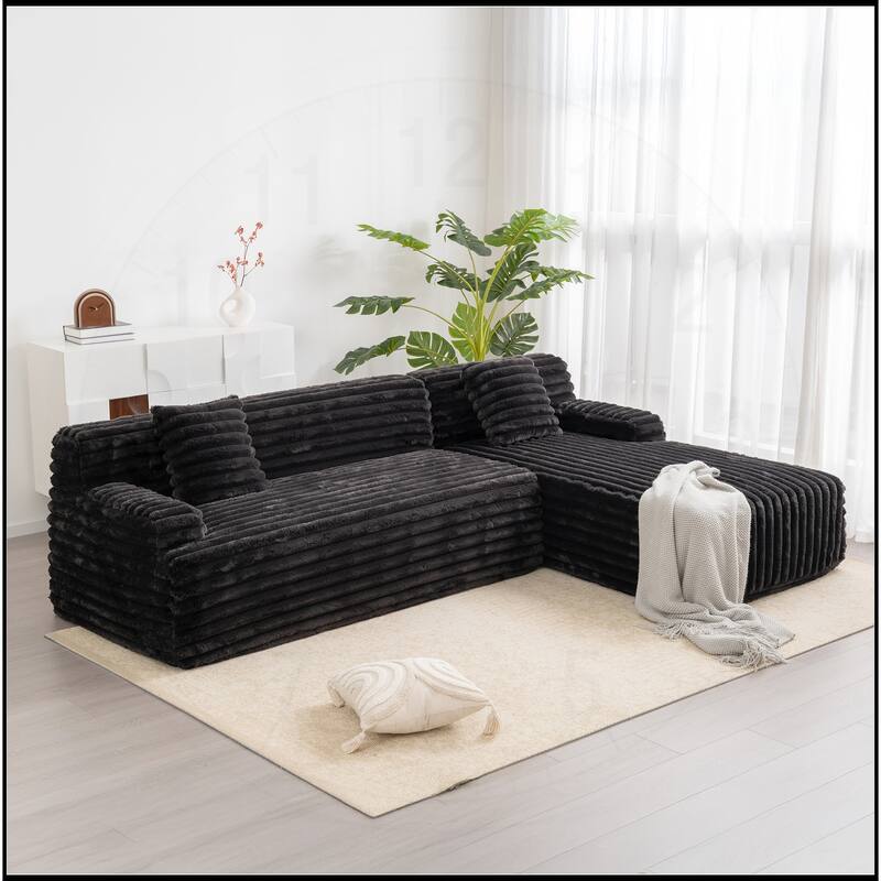 110" Cloud Sectional Sofa Upholstered Free-combined