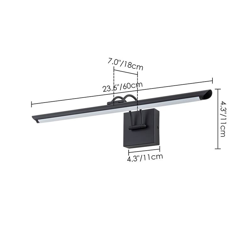 1-Light Modern Black/Gold Linear Metal Adjustable LED Picture Light/Bathroom Vanity Light