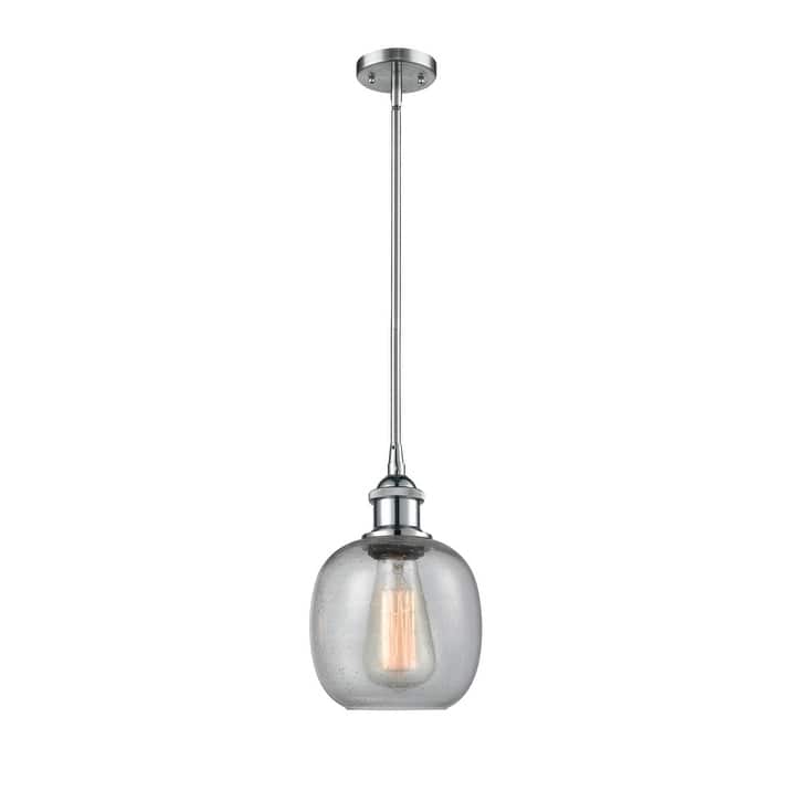Innovations Lighting Belfast 6" Wide Mini Pendant - Polished Chrome / Clear Seedy