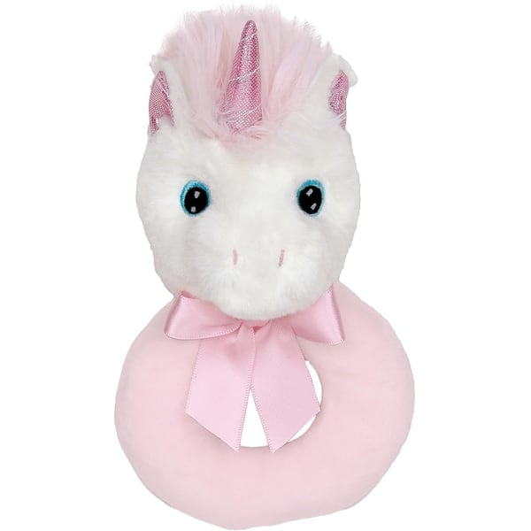 slide 2 of 6, Bearington Baby Dreamer 5.5" Unicorn Plush Ring Rattle