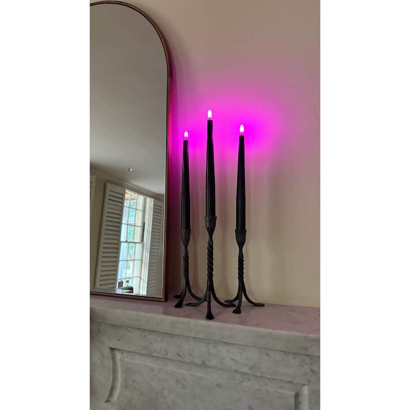 Set of 3 Flameless Rechargeable Wax Taper Candles with Remote