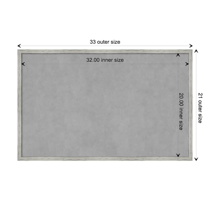 Amanti Art Shiplap White Narrow Framed Magnetic Board - Board Size 32x20