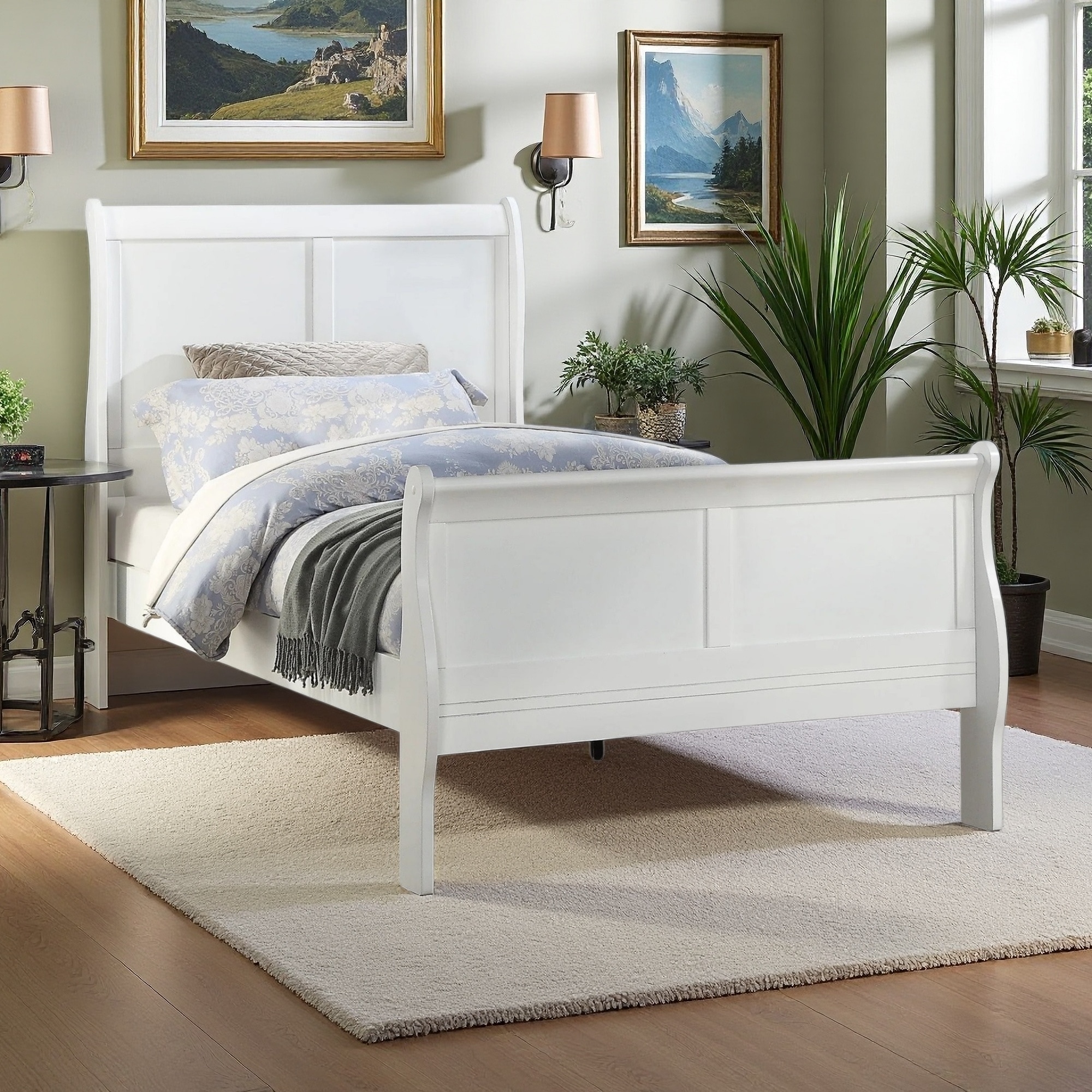 Solid Wood Sleigh Bed with Louis Phillipe Style