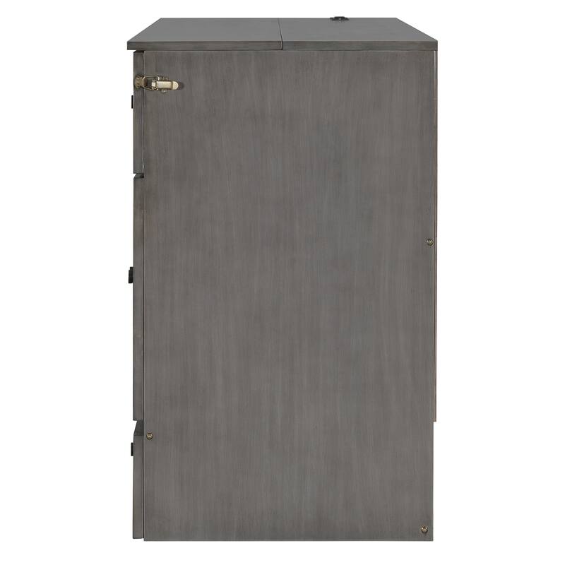Full Murphy Bed with USB Ports, Power Outlets, and Storage Drawers, Transformable Cabinet Design
