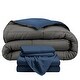 preview thumbnail 18 of 38, Bare Home Down Alternative Reversible Bed-in-a-Bag Dark Blue/Grey, Sheets: Dark Blue - Full - Queen