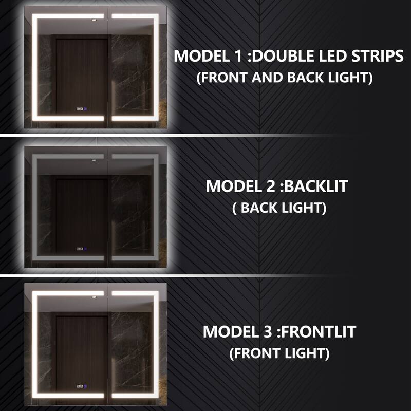 Modland 24"-42W x 36"H LED Medicine Cabinet Mirror with USB Charging,5x Makeup Mirror