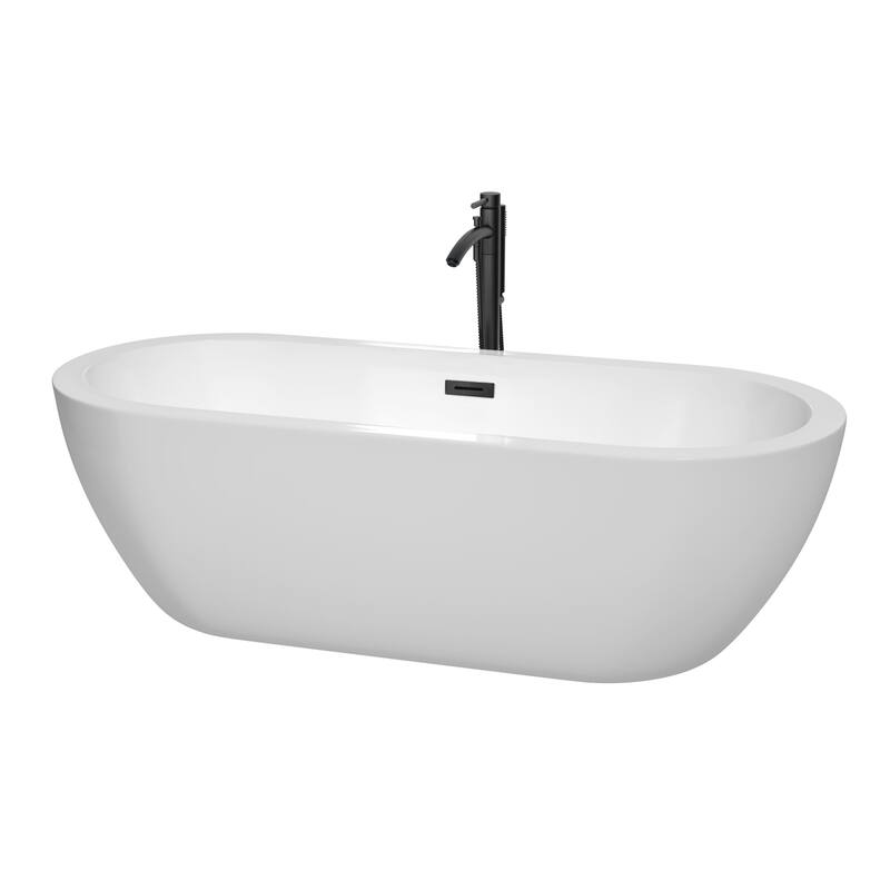 Wyndham Collection Soho 72" Free Standing Acrylic Soaking Tub with - White / Matte Black Trim