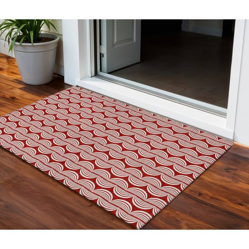 HomeRoots Ogee Transitional Rectangle Outdoor Rug - 3' x 5'