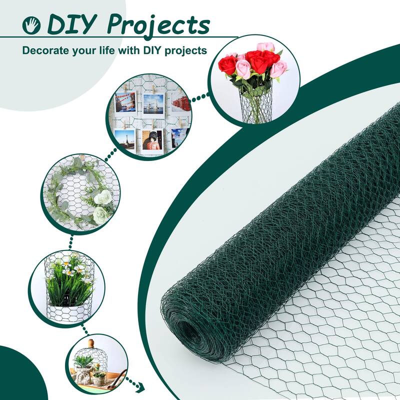 60M Large Size Galvanized Hexagonal Floral Green Chicken Wire