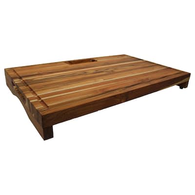 EcoDecors, Teak Edge Grain Cutting Board 29-inches x 18-inches, Solid FSC Teakwood Butcher Block with Juice Groove