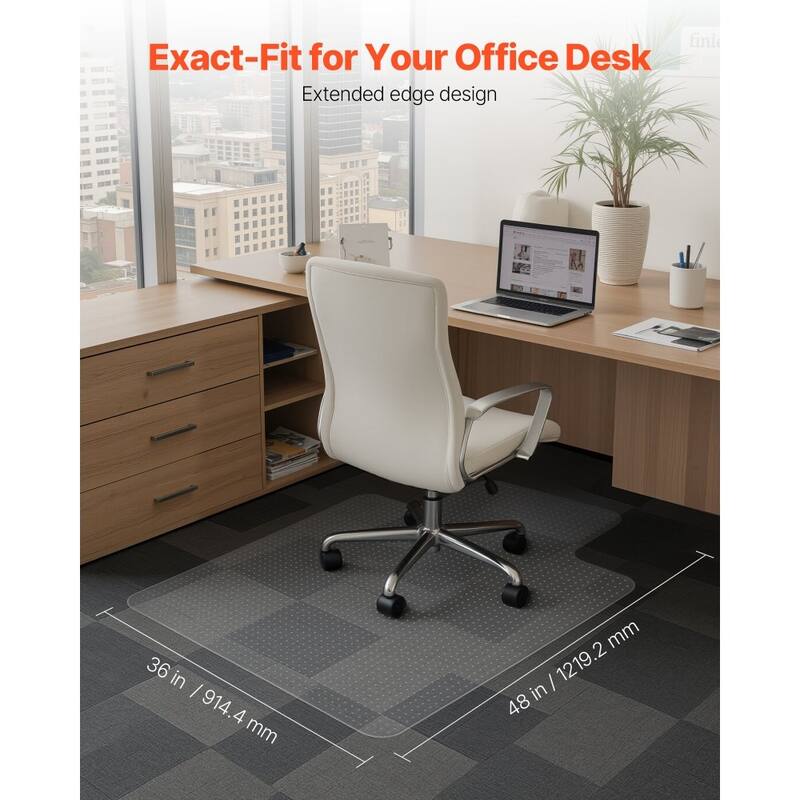 Transparent Frosted Chair Mat 36x48in Non-Slip Carpet Protector