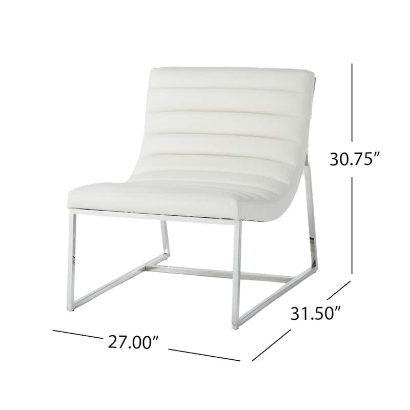 Modern 27" Accent Chair with Curved Back and Chrome-Finished Stainless Steel Legs