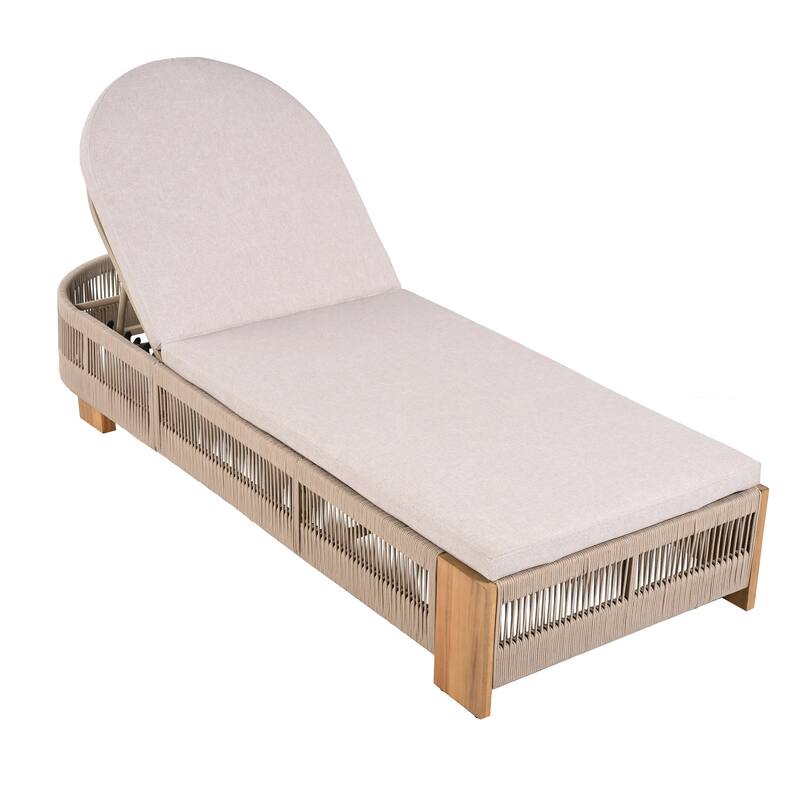Christopher Knight Home - Alexander Acacia Wood Outdoor Adjustable Chaise Lounge With Cushion
