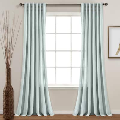 Lush Decor Linen Button Pinched Pleat Window Curtain Single Panel - 84" x 40"