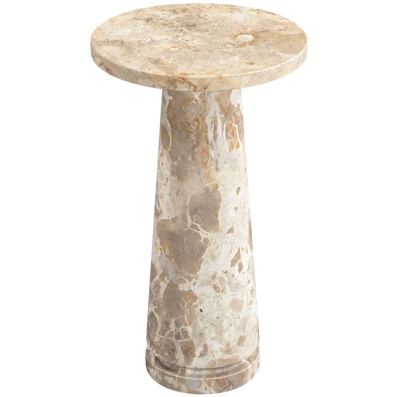 SAFAVIEH Couture Valentia Round Marble Accent Table - 10" W x 10" D x 18" H - Beige