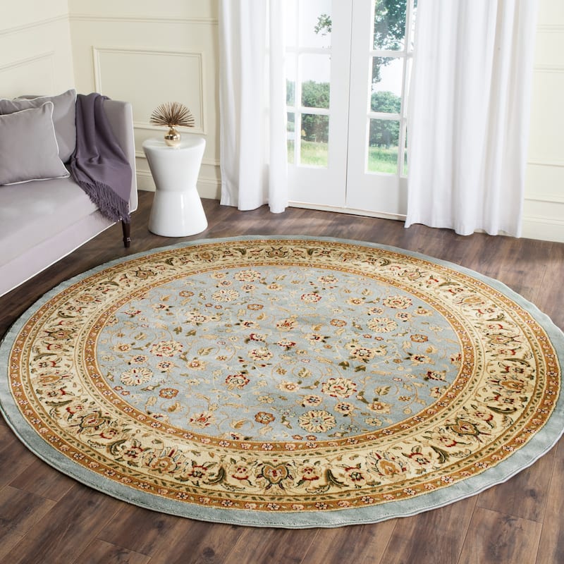 SAFAVIEH Lyndhurst Patrica Traditional Oriental Rug - 8' Round - Light Blue/Ivory