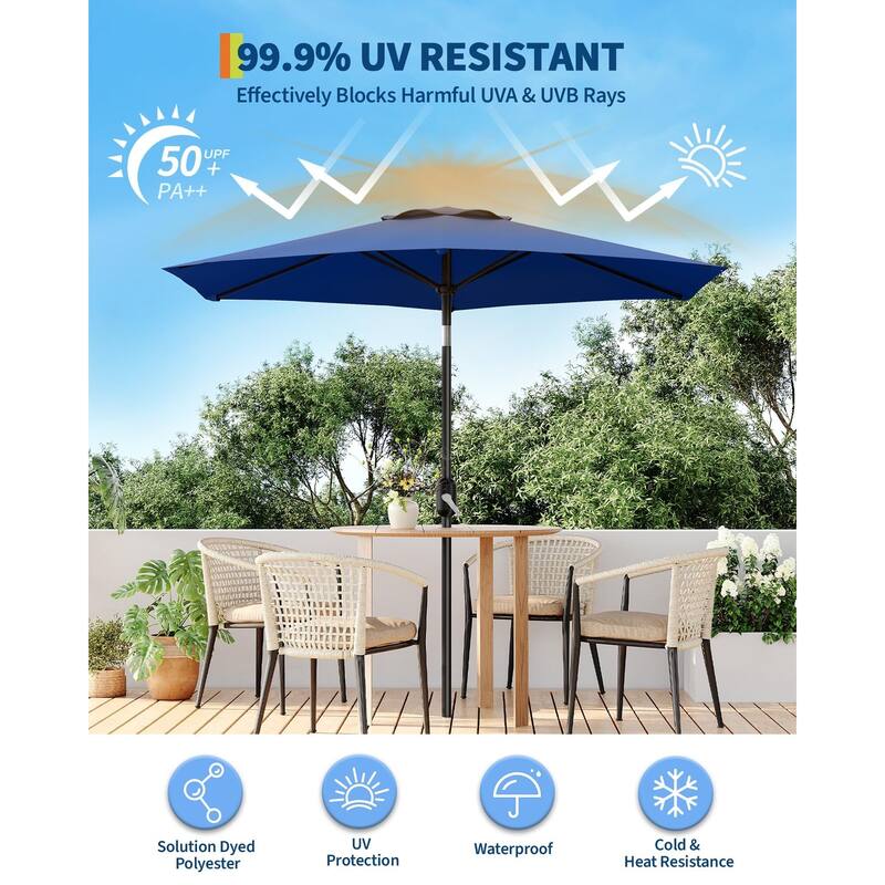 Coromose 7.5FT Patio Umbrella Outdoor, 6 Sturdy Ribs UV Protection,for Deck Poolside Backyard - Navy Blue