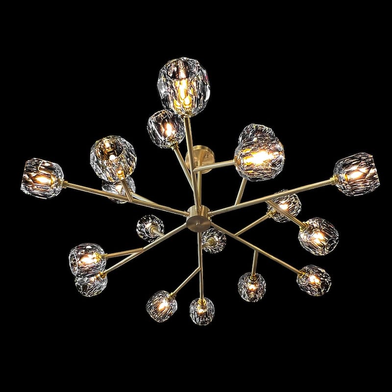 Brass Sputnik Modern Crystal Chandelier 43 in Wide 18 Lights