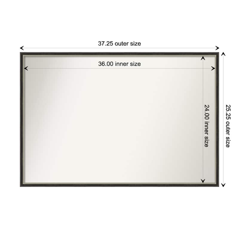 Theo Narrow Non-Beveled Wood Framed Wall Mirror - Theo Black Silver Narrow - Glass Size 36x24