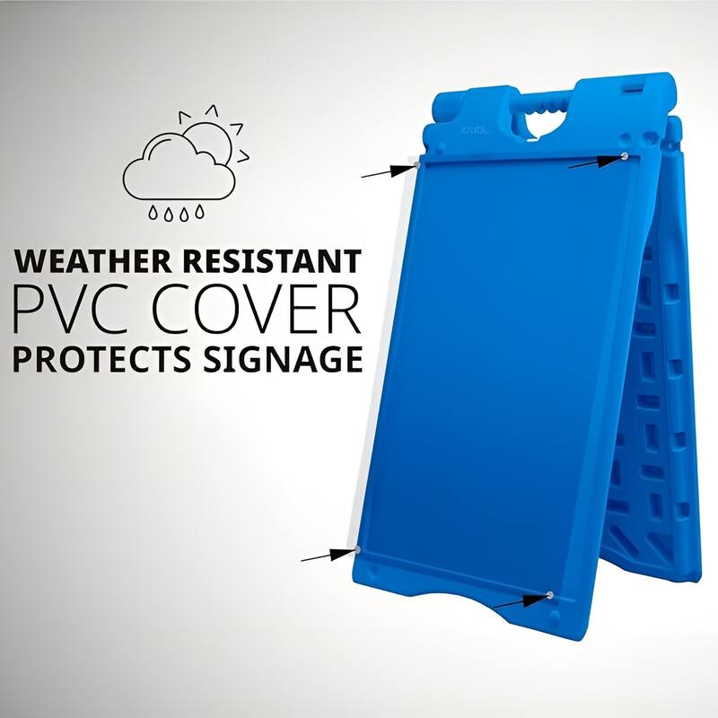 Jumbl A Frame Sandwich Board – 24 x 36” Display Sidewalk Sign with PVC Sign Protector (Blue)