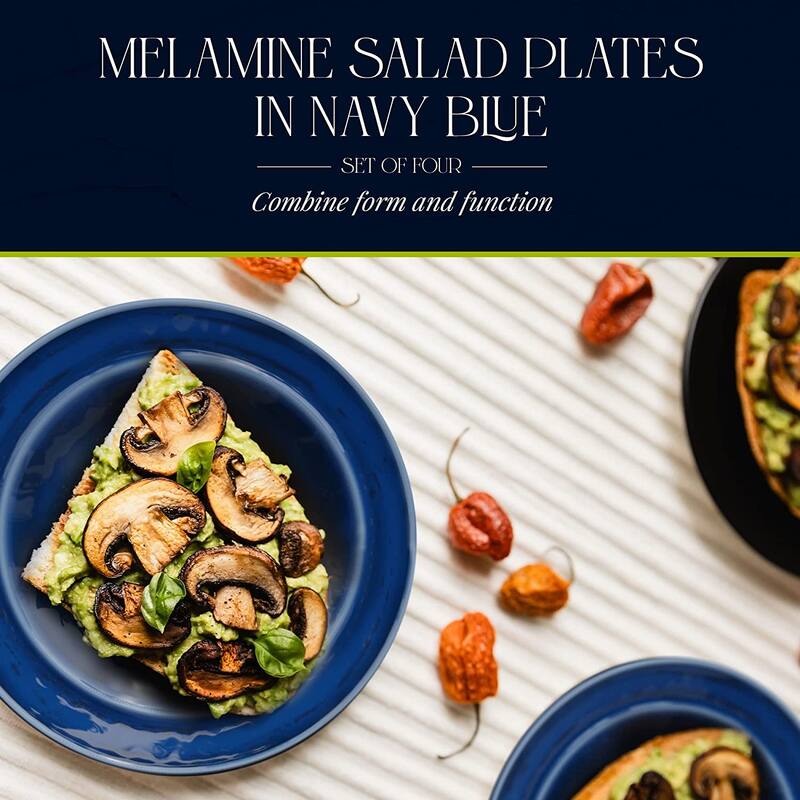 Fifth Avenue Melamine Salad Plates, Lightweight Plates, Set of 4 - 11 Inch