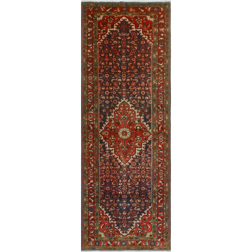 Fine Vintage Distressed Millie Navy/Rust Runner - 3'6" x 10'3"