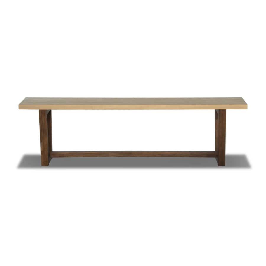 Cascais Solid Wood Bench with Industrial Base