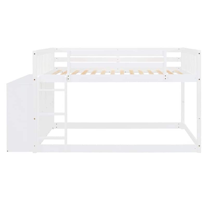 Wood Bunk Bed with 4 Drawers and 3 Shelves