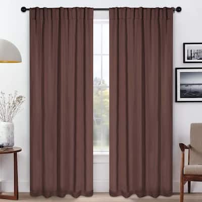 Superior Solid Machine Washable Room Darkening Blackout Curtains with Back Tabs, Set of 2