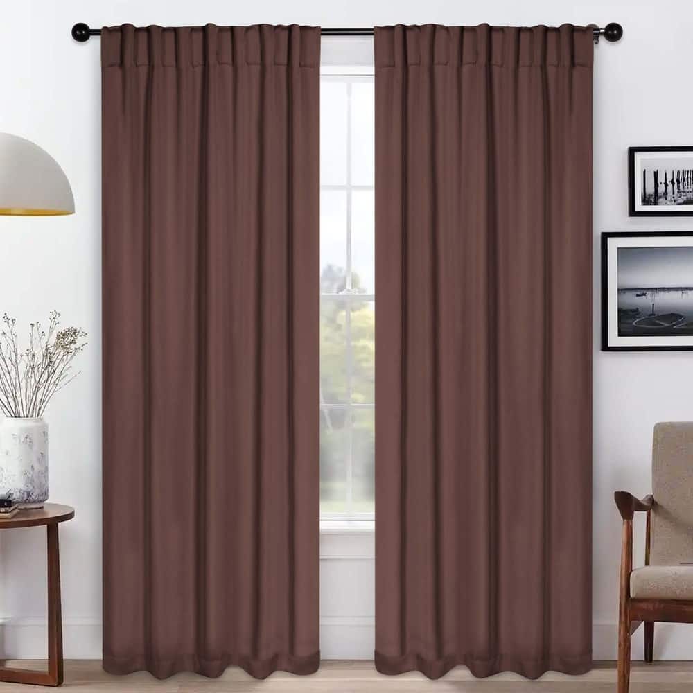 Superior Solid Machine Washable Room Darkening Blackout Curtains with Back Tabs, Set of 2