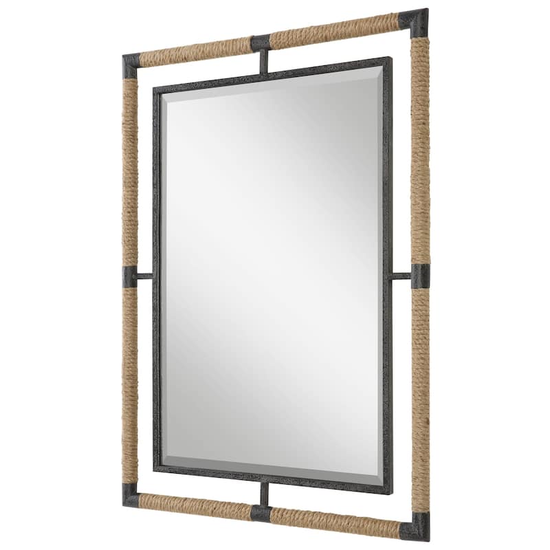 Beveled Wrapped Rope Wall Mirror - 38"