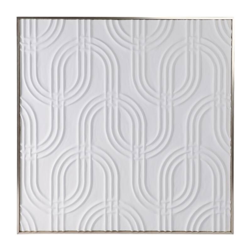 Decorative Geometric Canvas Wall Decor - 40", Black & Cream