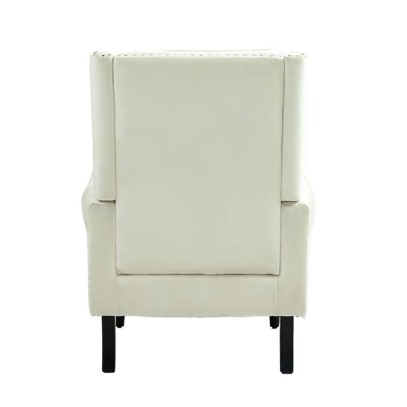 Transitional Wingback Accent Chair Armchair with Sturdy Wood Legs