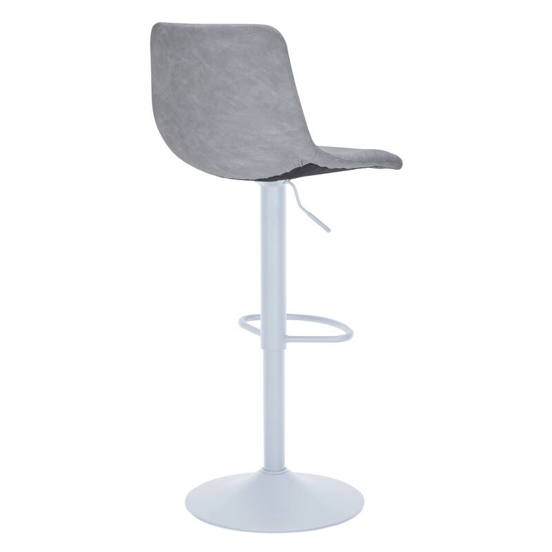 Adjustable Height Bar Stool in Leather Upholstery With White Iron Base Tilbury Collection