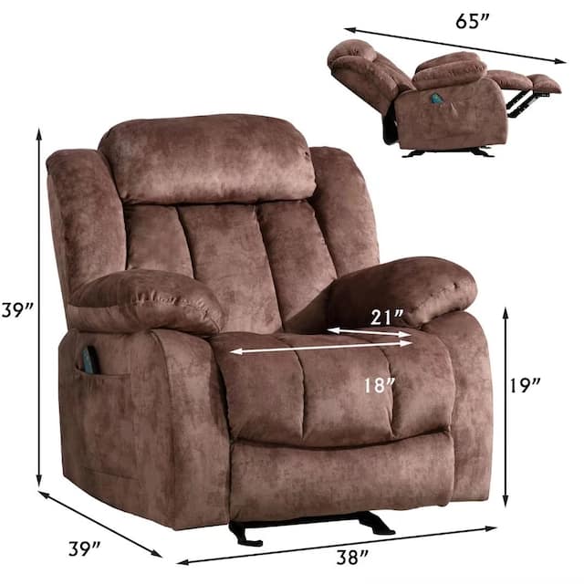 Soft Fabric Power Massage Chair Recliner with Manual Rocker