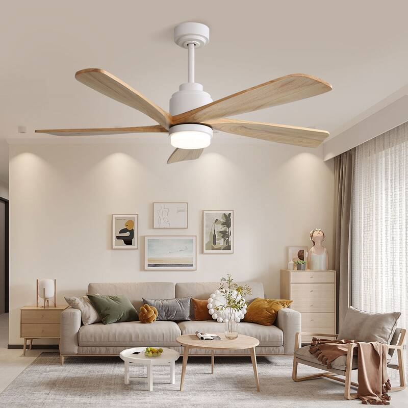 52 Inch Wood Blades Ceiling Fan with Light,3 CCT LED,Remote and APP Control-Farmhouse, Modern, Contemporary - 52 inches