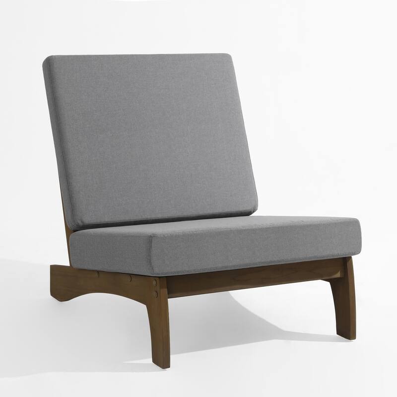 4 Set Outdoor Patio Teak Wood Club Chairs Loveseat with Cushion