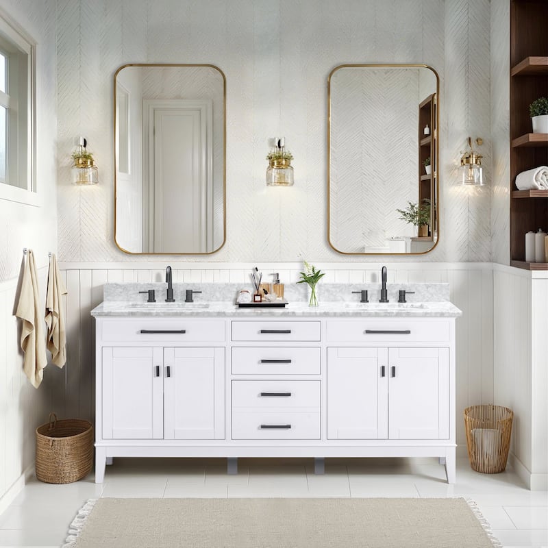 Avanity Madison 73-inch Double Sink Vanity Combo in White with Top and Sink - 73"W x 22"D