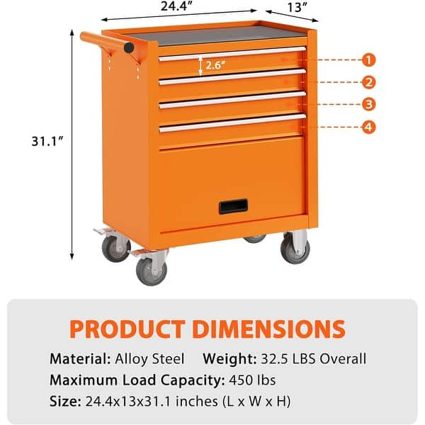 4 Drawers Rolling Tool Chest Metal Tool Cart Storage Cabinet Bed Bath And Beyond 39525015 6834