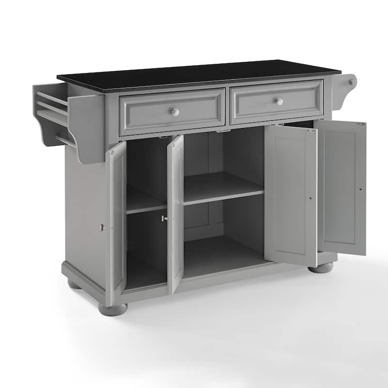 Crosley Alexandria Black Granite Top Kitchen Island In Vintage Grey - 51.5"W x 18"D x 36"H