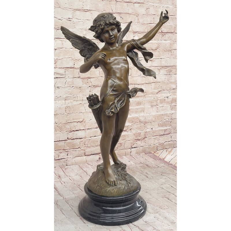 Vintage Style Bronze Putti Cherub Angel Child Cupid W/ Arrows Sculpture Statue