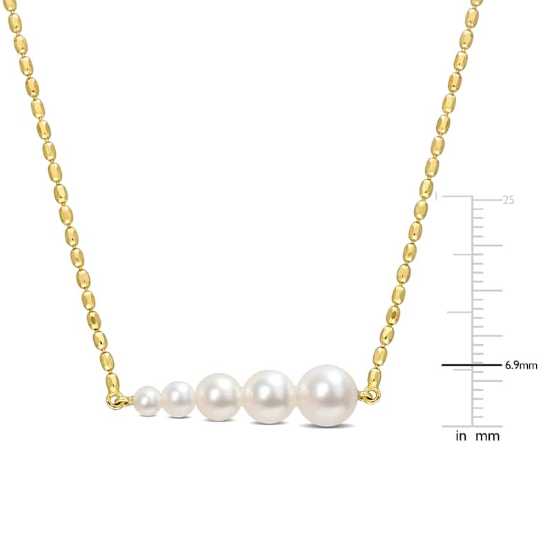 Miadora Freshwater Cultured Pearl Linear Pendant with Chain in 18k Yellow Plated Sterling Silver