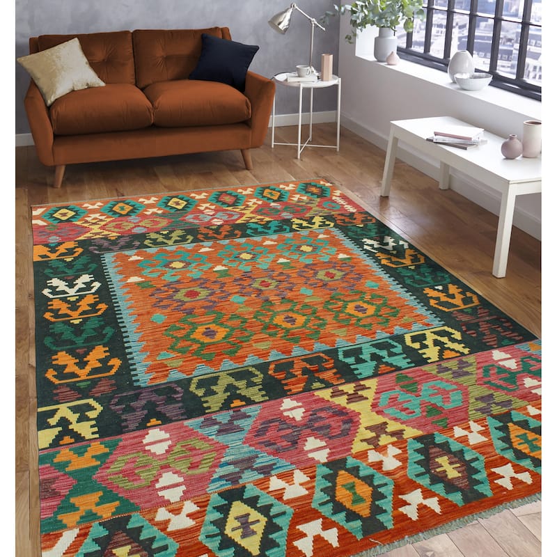 Flatweave Shana Rust/Black Rug - 4'6" x 8'1"